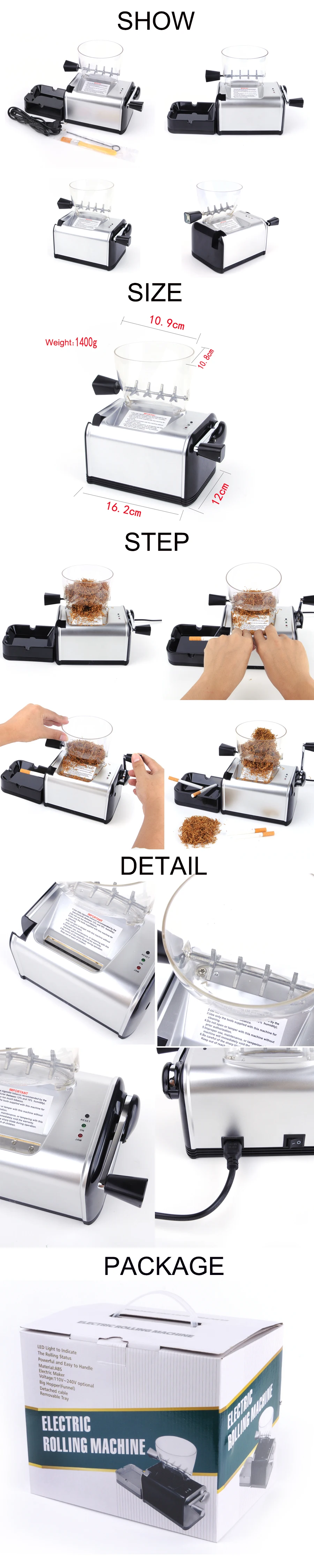 Cigarette rolling machine electric automatic tobacco maker electronic gadgets roller cigarettes DIY 8mm tube smoking men gift
