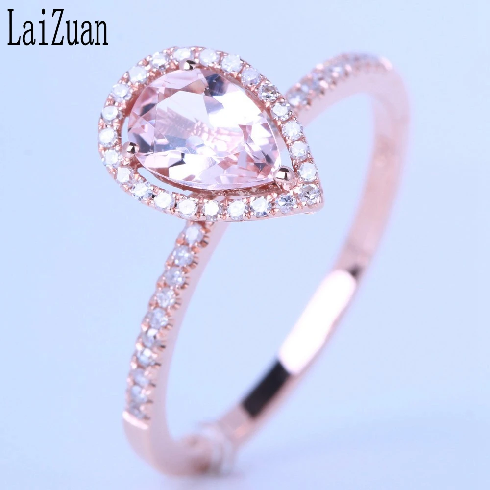 LaiZuan Твердый 14k розовое золото сертифицировано груша 0.54ct Природный морганит