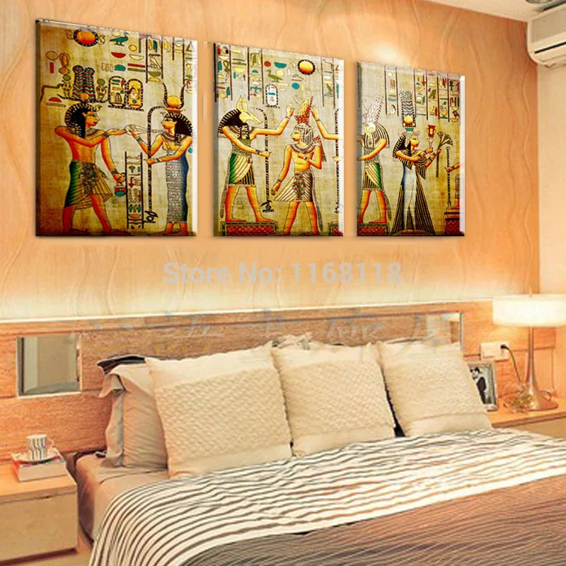 

CLSTROSE Triple Abstract No Frame Picture Egyptian Mural Room Escape Modern Decorative Painting A Large Art Wall Art Print