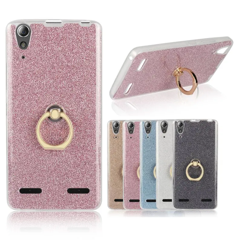 Luxury Ring Holder Case for Lenovo A6000 A6010 Back Cover Glitter Silicon Gel Bag sfor Plus Coque Etui Hoesje Funda |