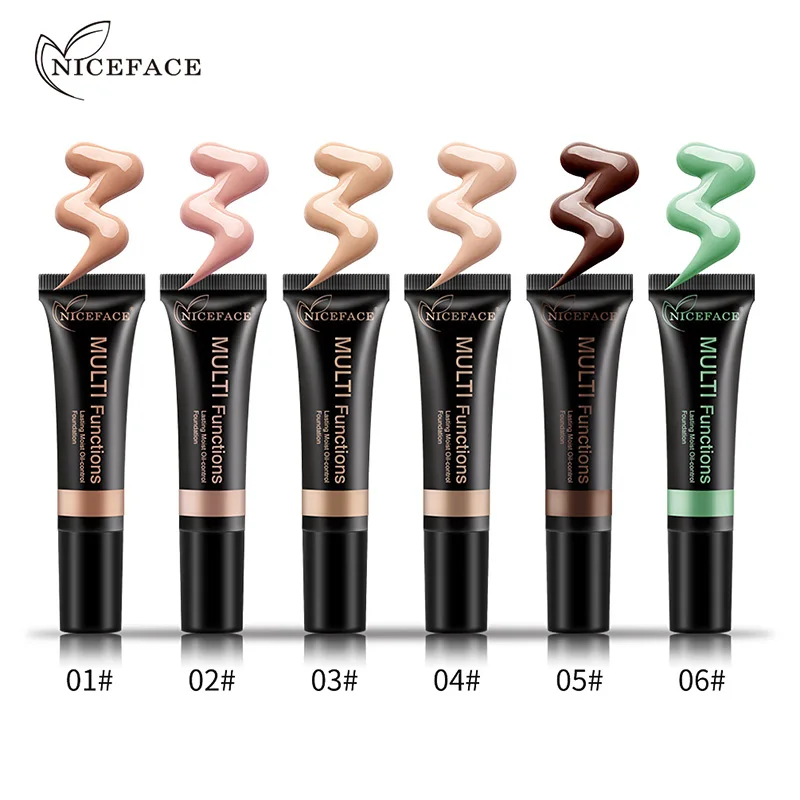 NICEFACE, жидкий, полное покрытие, консилер, крем, зеленый, розовый, для лица, макияж, контур, крем, основа, Foudantion Prime Cream Maquillaje TSLM2