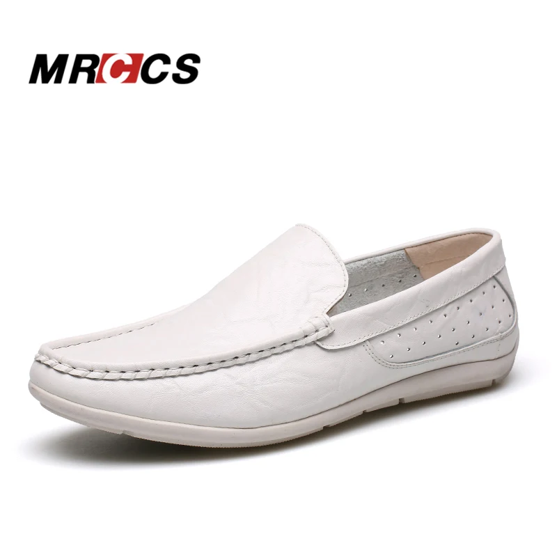 MRCCS/очень удобные мужские кожаные лоферы однотонные водонепроницаемые мокасины