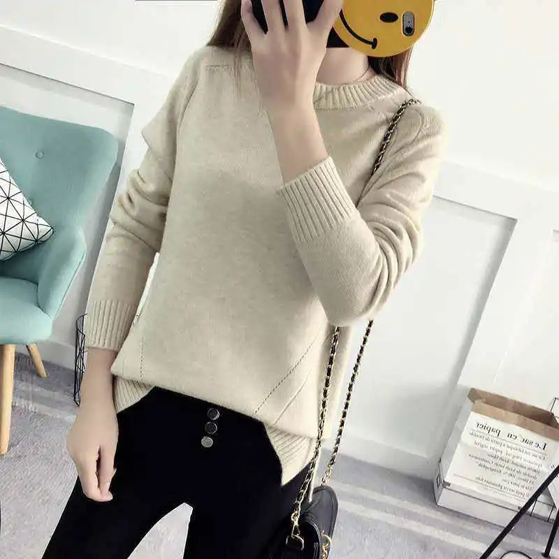 Women Basic Knitted O Neck Sweater Female Solid Pullovers Warm 2018 New Arrival Spring Autumn Winter Long Sleeve | Женская одежда