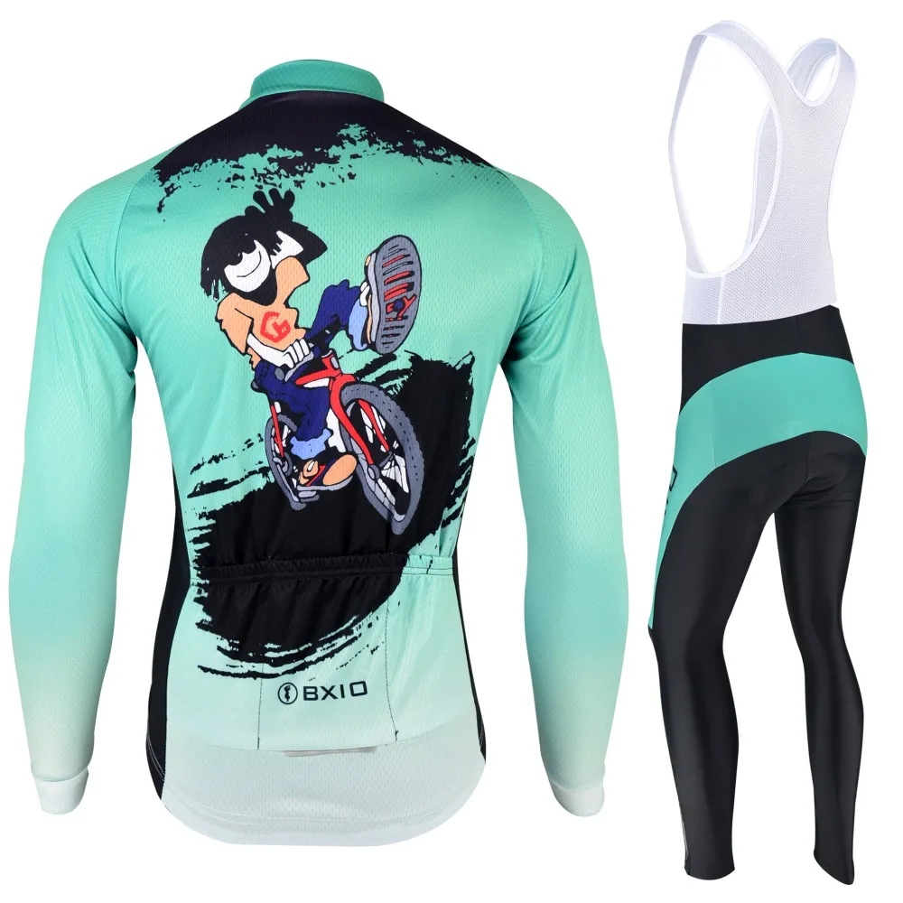 BXIO MTB Pro Team зимний комплект велосипедной одежды с длинным рукавом Ropa Ciclismo Invierno Green