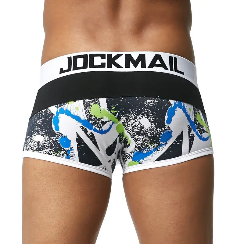JOCKMAIL, мужские трусы, дышащие боксеры, хлопок, сексуальное мужское нижнее белье, u-образный выпуклый мешочек, трусы с принтом, 17 моделей, боксеры, шорты