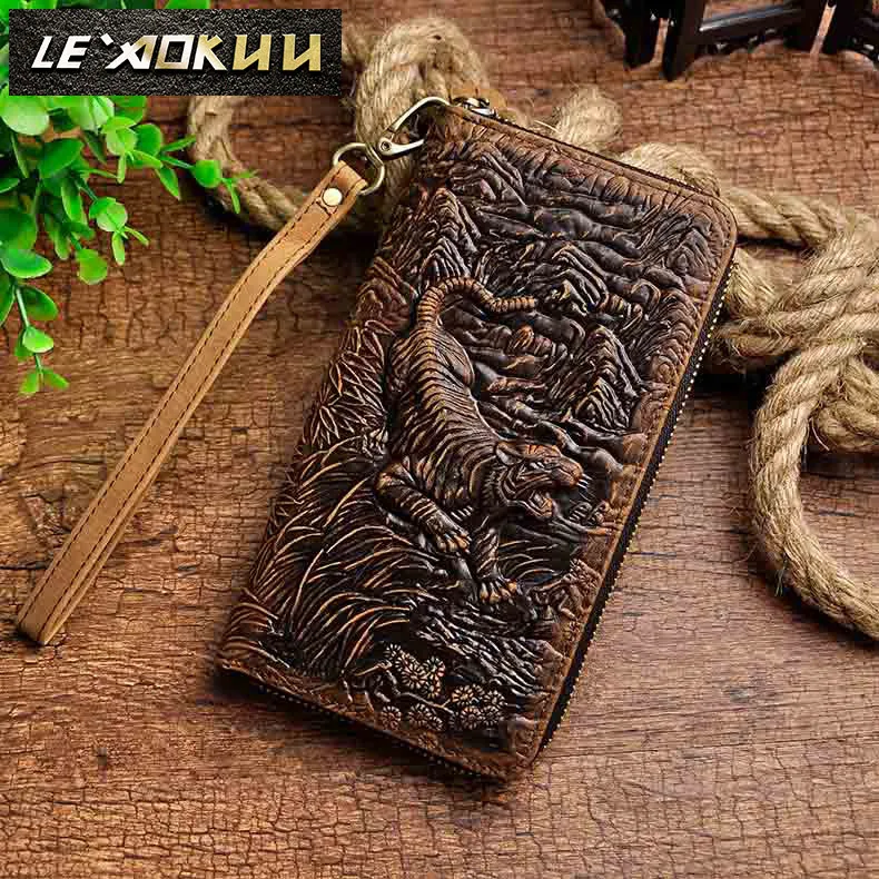 Мужской кошелек из натуральной кожи, модный держатель для карт, Чековая книжка на молнии, дизайнерский клатч 1016
