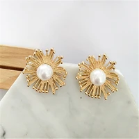 2020 new geometric punk fashion pearl earrings women wear big earrings declaration pendant jewelry gift