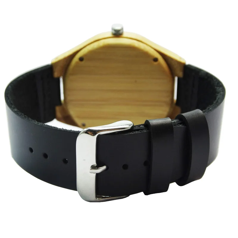 Лидер продаж модные кожаные бамбуковые деревянные часы мужской