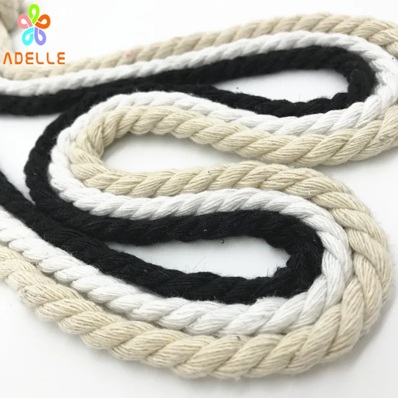 6/8 мм 100% хлопковая веревка скрученный белый/черный/натуральный аксессуар сделай