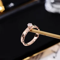 yun ruo new arrival fashion one carat zircon ring rose gold color woman gift party titanium steel jewelry top quality never fade