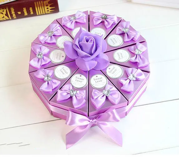 Новинка 50 шт. креативные Романтические Золотые синие фиолетовые цветы с бантом