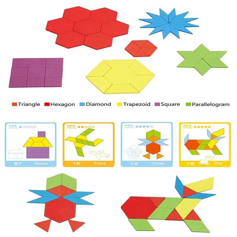 Дети умное развитие Tangram деревянная головоломка обучения деревянные развивающие