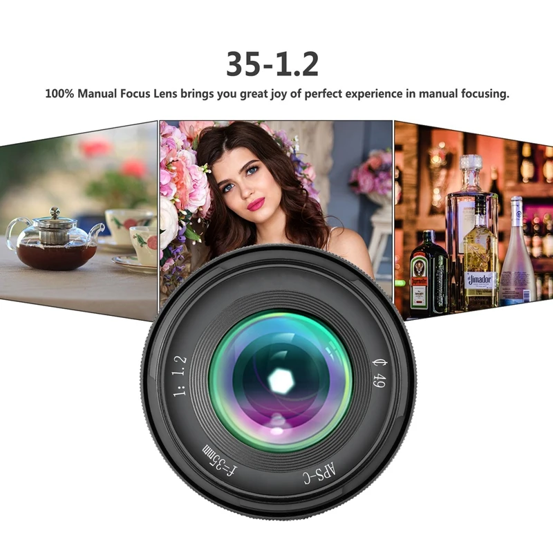 Горячая TTKK 35 мм F1.2 Большая диафрагма Prime Aps C Алюминиевый объектив для Fuji X
