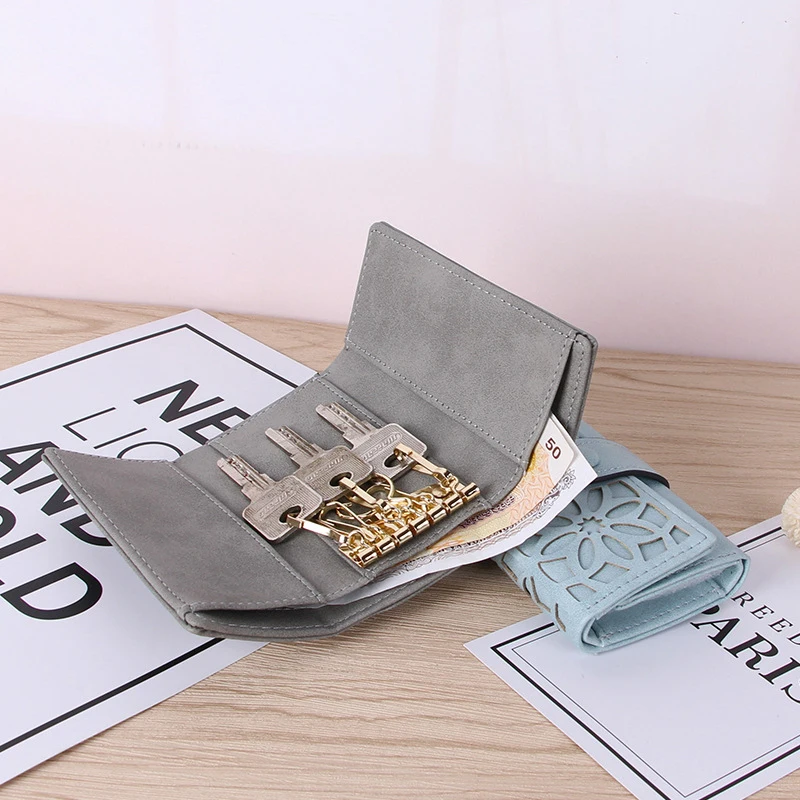 GFLV Brand Lady Mini Wallets Women Coin Purse Key Wallet Small Hollow Flowers Scrub Leather Men 5 Colors | Багаж и сумки