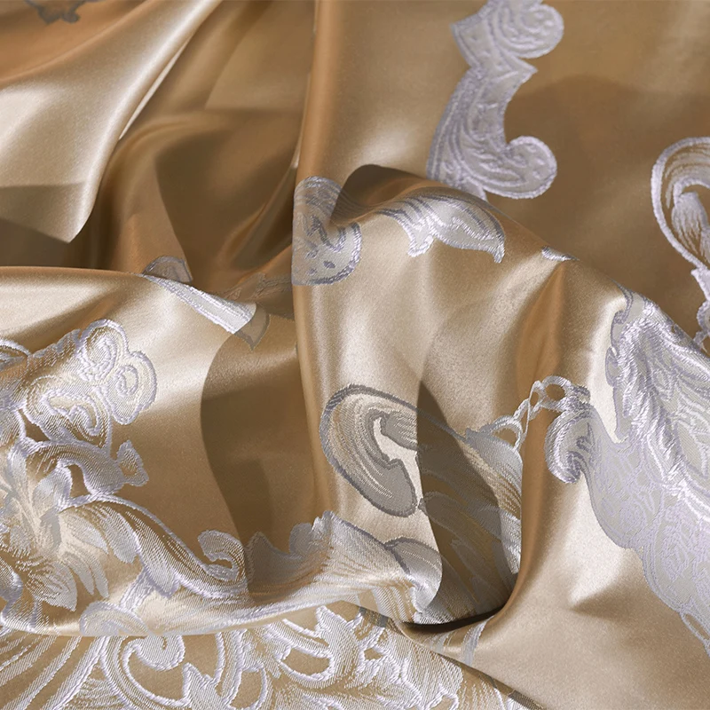 Home Textile Jacquard Silk Cotton Duvet cover Bed sheet Pillowcases Queen King Size 4Pcs Hollow out Satin Bedding set Luxury | Дом и сад