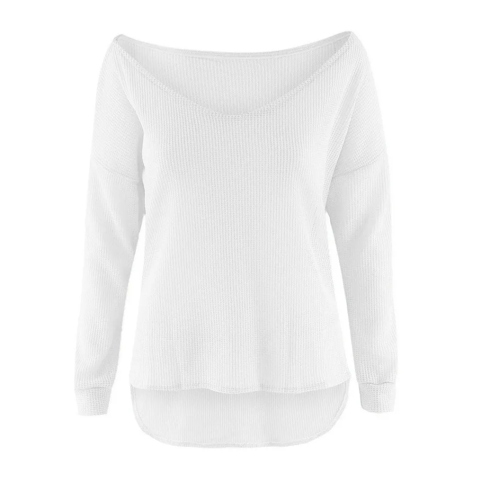 Свитер женский осенне-зимний вязаный с V-образным вырезом | Женская одежда