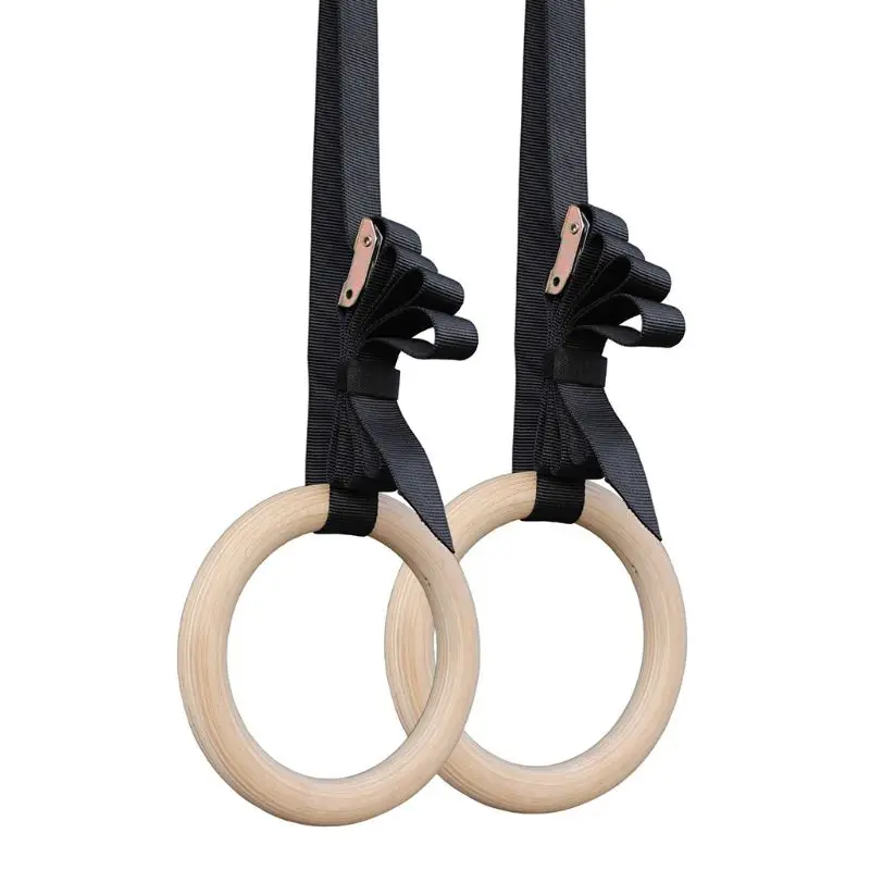 

Portable 32mm Wood wooden ring kit Crossfit Gymnastics Rings Gym Shoulder Strength Home Fitness Training Equipment
