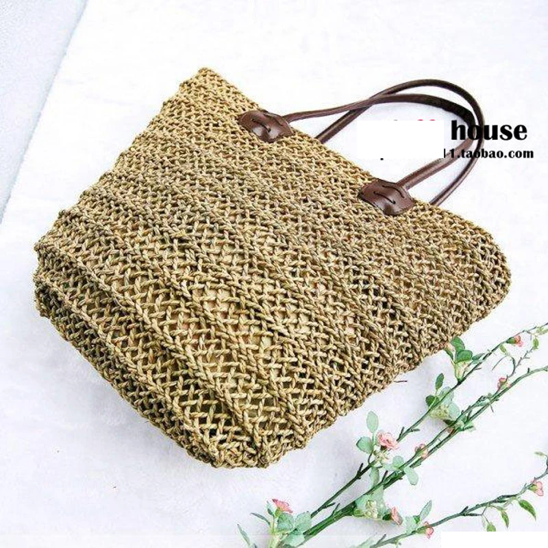 Женщины Лето Винтаж Богемия Стиль Леди Сумки Ротанга Соломы Extra Large Пляжные Плеча