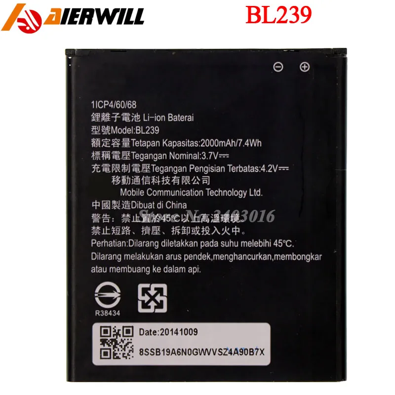 Аккумулятор BL239 для Lenovo A399 A330E A3500 A3500-HV Bateria Batterij аккумулятор 2000mAh | Мобильные