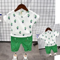 summer toddler clothing sets baby girls boys infant green clothes suits tops cactus t shirt short sleeve kids children costume