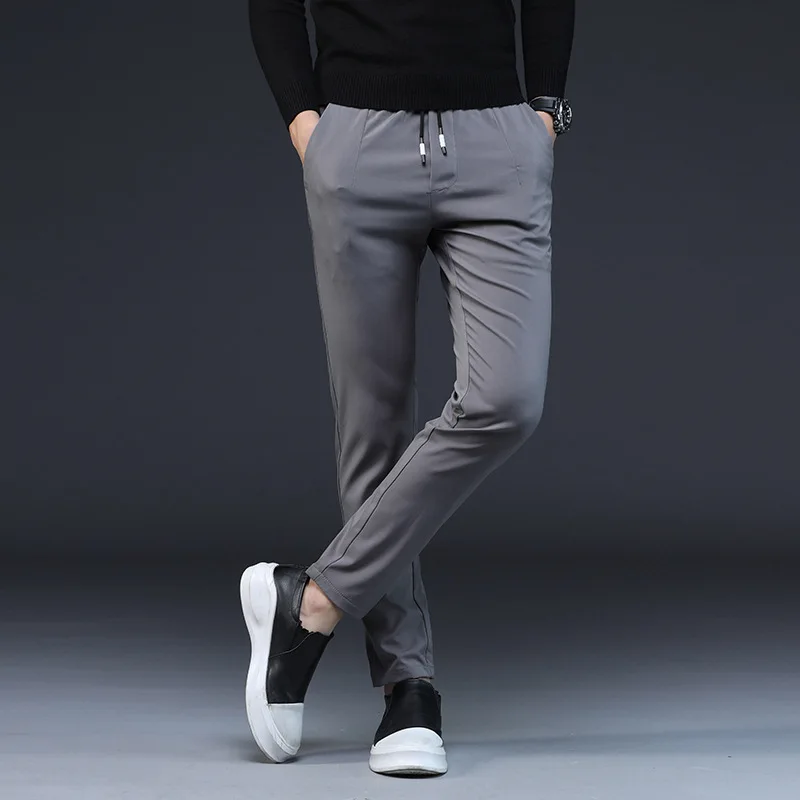 UNIVOS KUNI новейшие мужские штаны на шнурке прямые полная длина одноцветные домашние