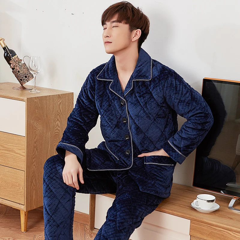 J & q/Новые пижамы Hombre Invierno зимняя Пижама Pyama Mannen однотонная Домашняя одежда