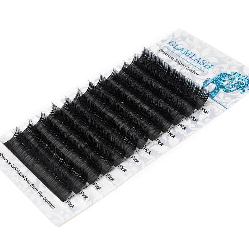 GLAMLASH Индивидуальные Накладные плоские ресницы норковый эллипс натуральные ресницы для наращивания очень мягкие секущиеся ресницы для профессионалов