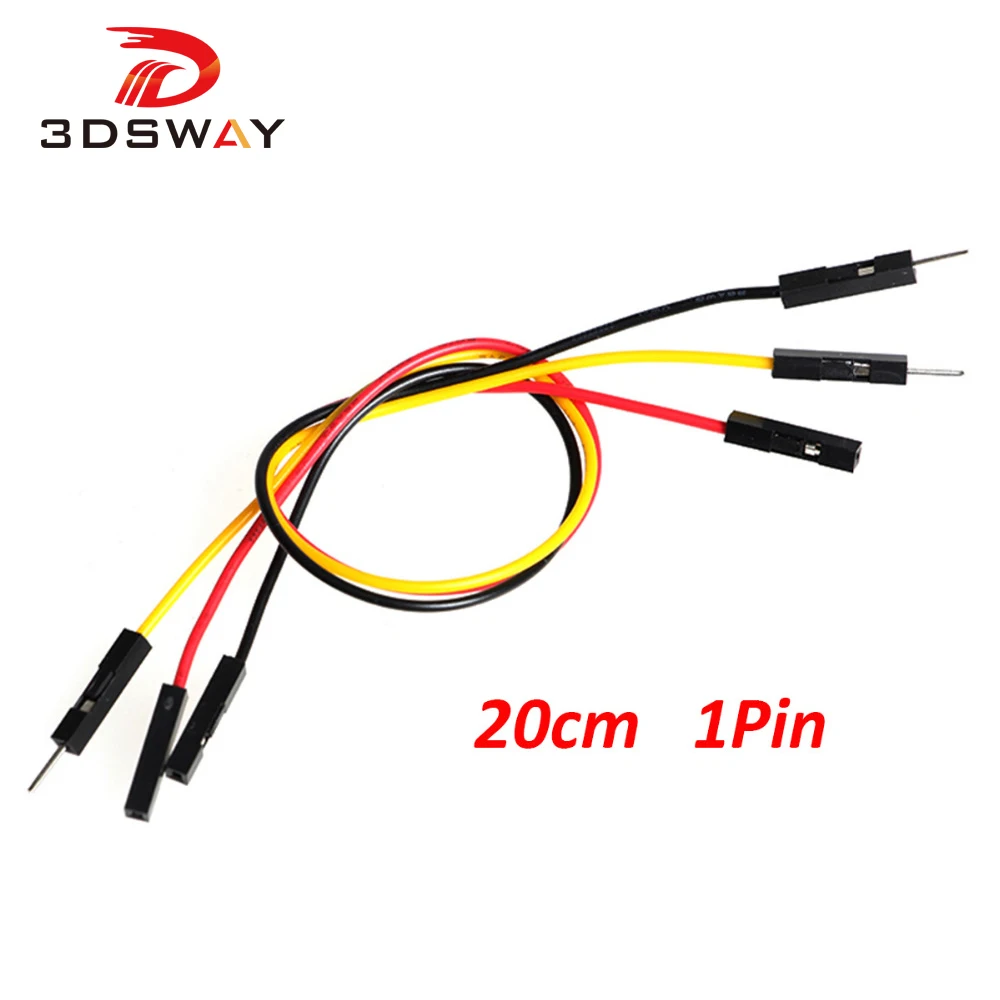 

3DSWAY 100pcs/lot 20cm 1pin DuPont Cables Breadboard Jumper Wires Cables M-M Male to Female F-F for Electronic DIY Starter Kits