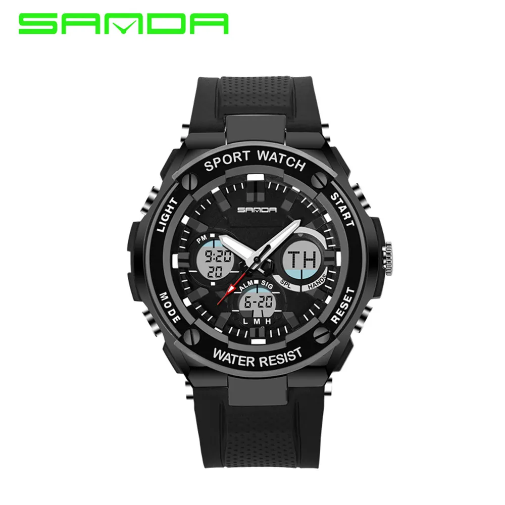 Часы наручные SANDA мужские спортивные в стиле милитари модные светодиодные