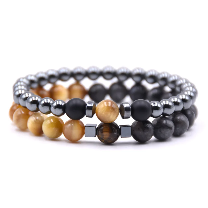 Браслет для влюбленных 2 шт./компл. роскошный браслет из бисера 8 мм мужской камня