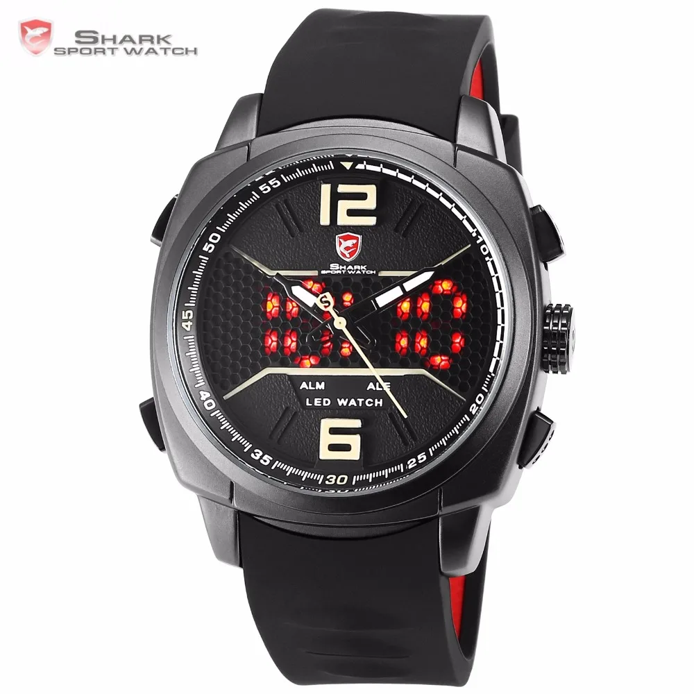 Новые роскошные спортивные часы с белым рифом и акулой мужские со светодиодным