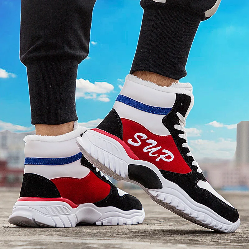 Лидер продаж мужская повседневная обувь с меховой стелькой модная зимняя