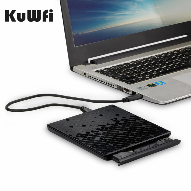 KuWFi USB 3 0 DVD горелка ультра тонкий внешний CD/DVD проигрыватель с сенсорным