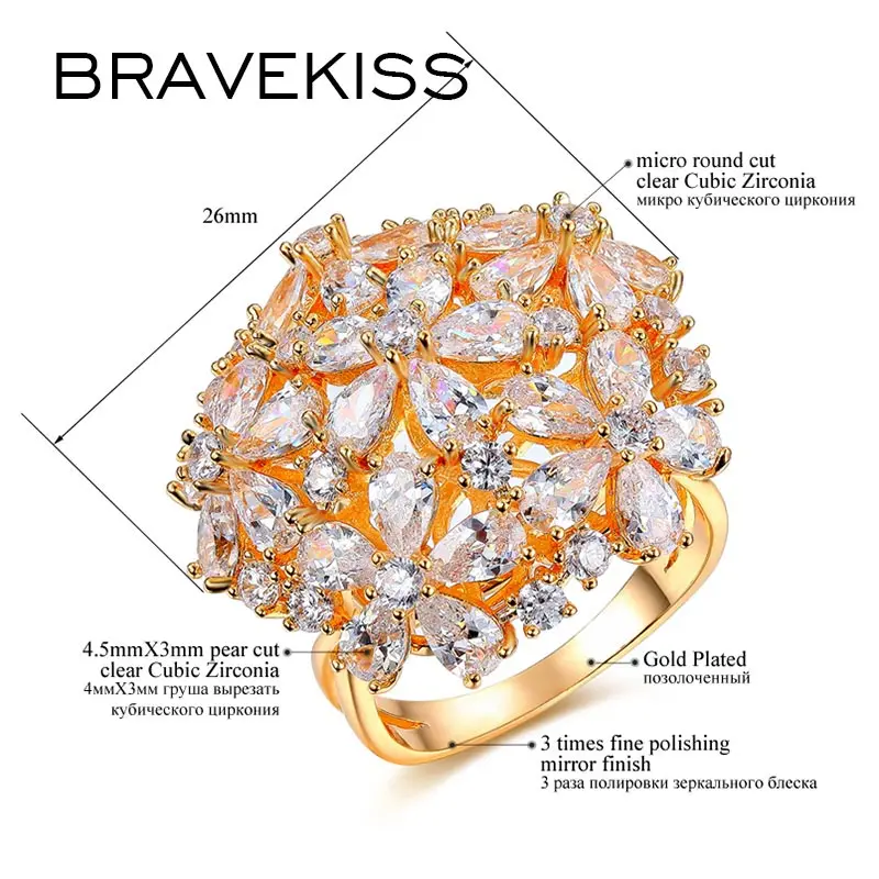 BRAVEKISS 2019 Новинка кластер грушевидной огранки с имитацией фианита роскошные