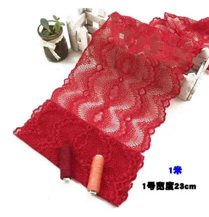 Аппликация для шитья эластичная кружевная ткань 2 м 23 см с красивыми красными