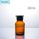 HUAOU 60 мл реагент для широкого рта, бутылка коричневое Янтарное стекло с заземлением в стеклянной пробке, лабораторное химическое оборудование