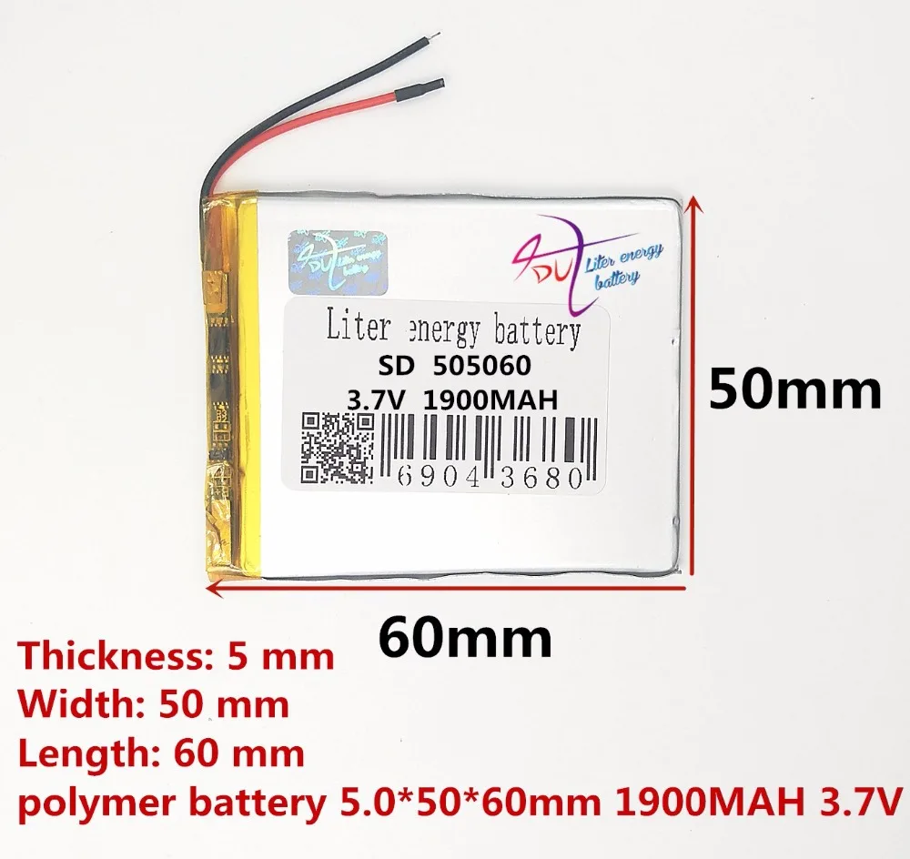 Аккумуляторная батарея SD505060 505060 3 7 В литий полимерная 1900 мАч|rechargeable battery|battery