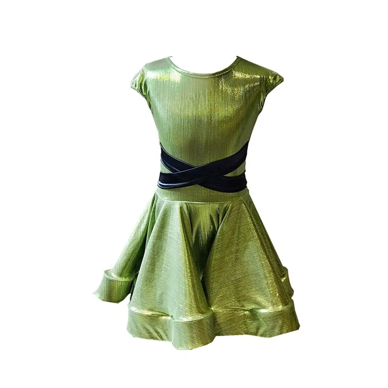 

Children Competition Ballroom Dance Green Skirt For Girls Kids Latin Dress Costume Salsa Rumba Cha Cha Samba Tango Dress DQS1731