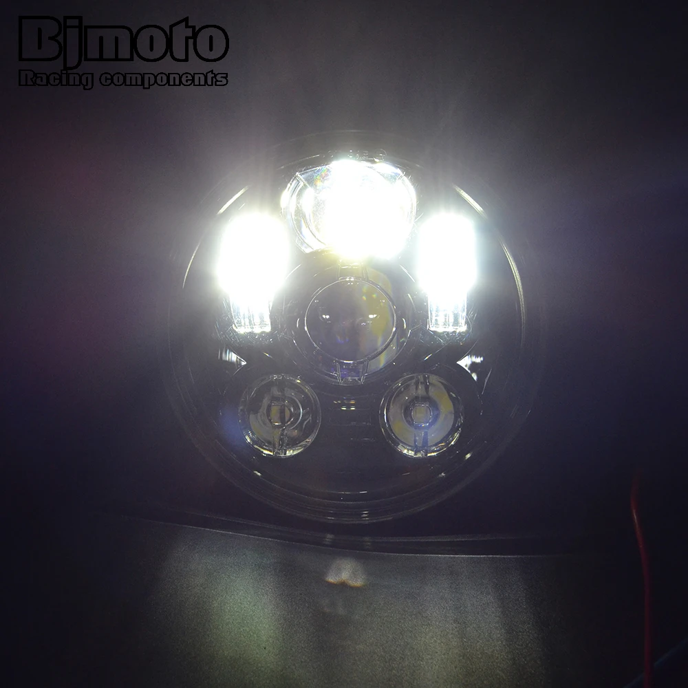 BJMOTO мотоцикл 5,7" круглый черный светодиодный налобный фонарь 5 3/4 дюймов два режима дальнего ближнего света фары DRL для мотоцикла Harley