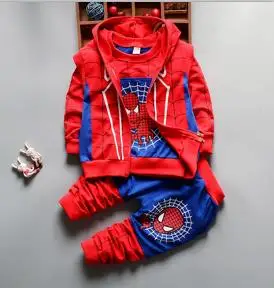 blue Спортивный костюм «Человек-паук» для мальчиков одежда весна-осень комплект из 3 предметов тренировочные костюмы для детей повседневная одежда толстовка+ спортивные штаны - Цвет: blue