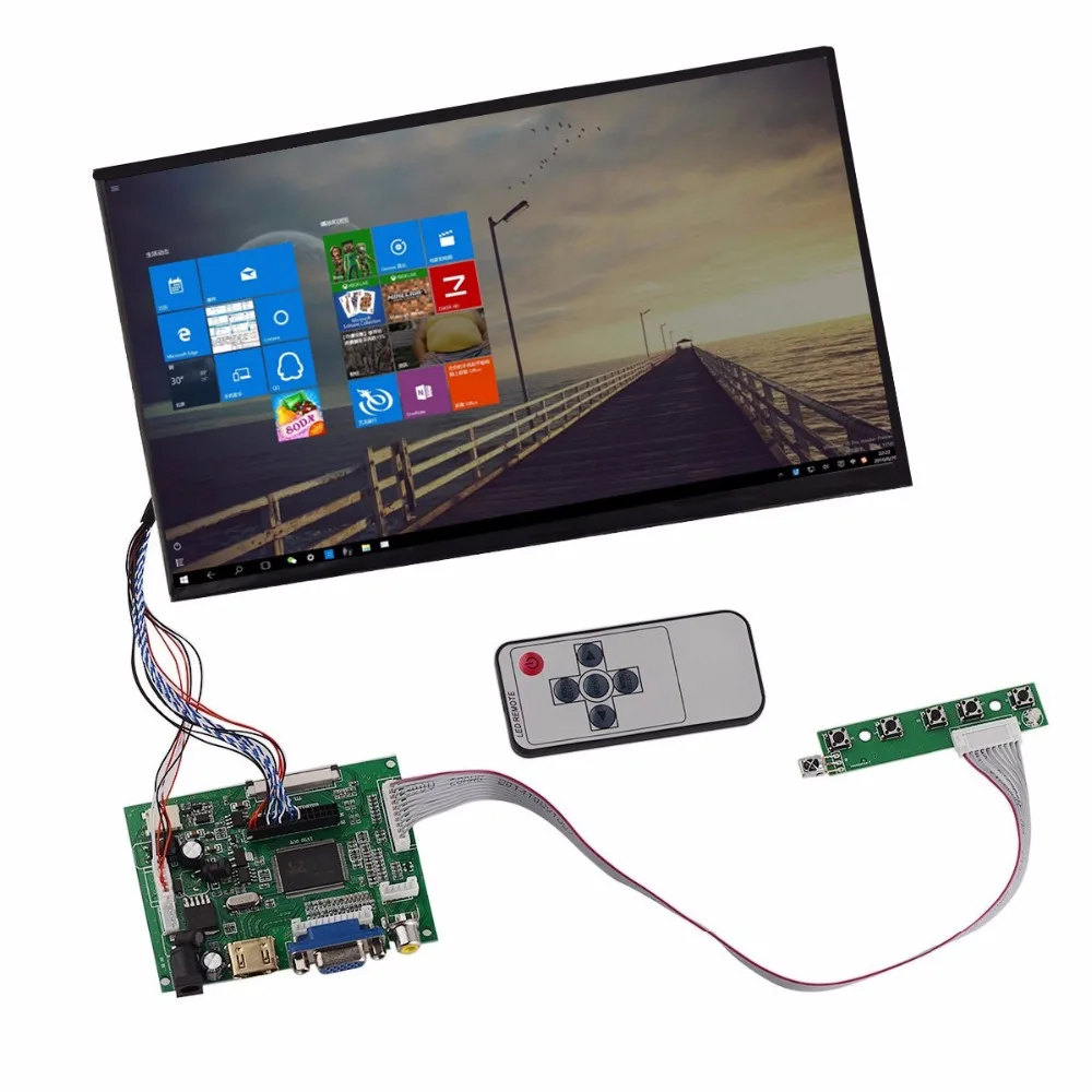 10.1 HD LCD Display Screen High Resolution Monitor Remote Driver Control Board 2AV HDMI-Compatible VGA