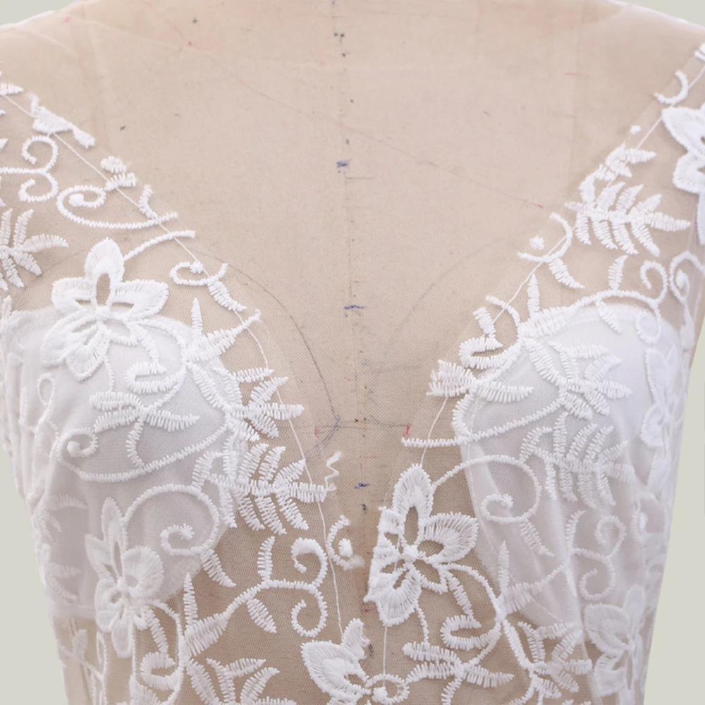 Кружевные свадебные платья с вышивкой Vestido de Noiva без рукавов белого цвета платье