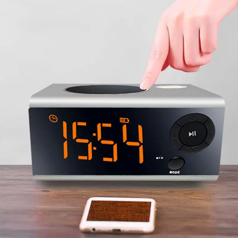 Прикроватный Мини светодиодный Будильник Светодиодный Ночник Bluetooth музыкальная