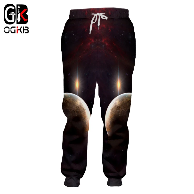 OGKB 2018 модные штаны для бега Galaxy женщин/мужчин крутые с 3d принтом спортивные