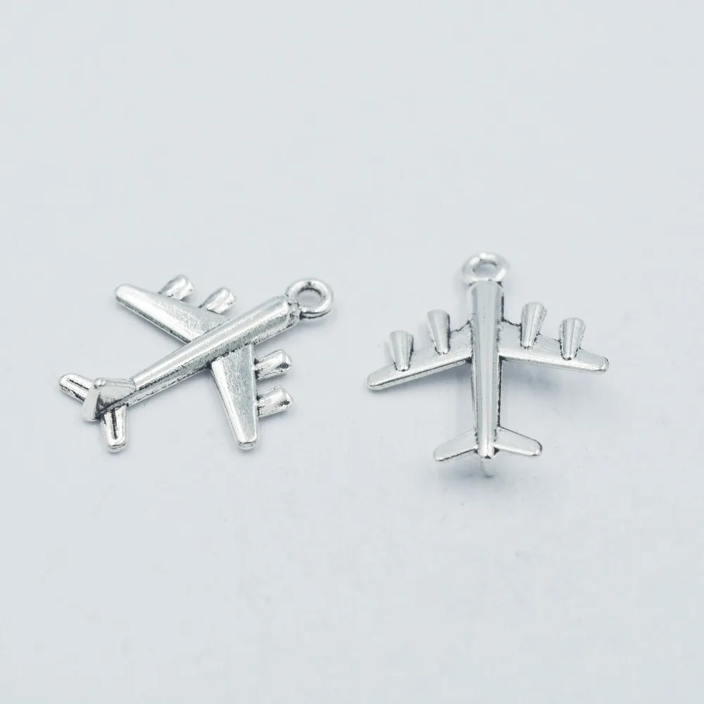 

Hot sell 40pcs zinc alloy metal antique silver charms aircraft charms airplane pendant for necklace jewelry findings