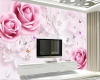 beibehang wall papers home decor creative three dimensional decorative wallpaper rose three dimensional flower 3d tv background
