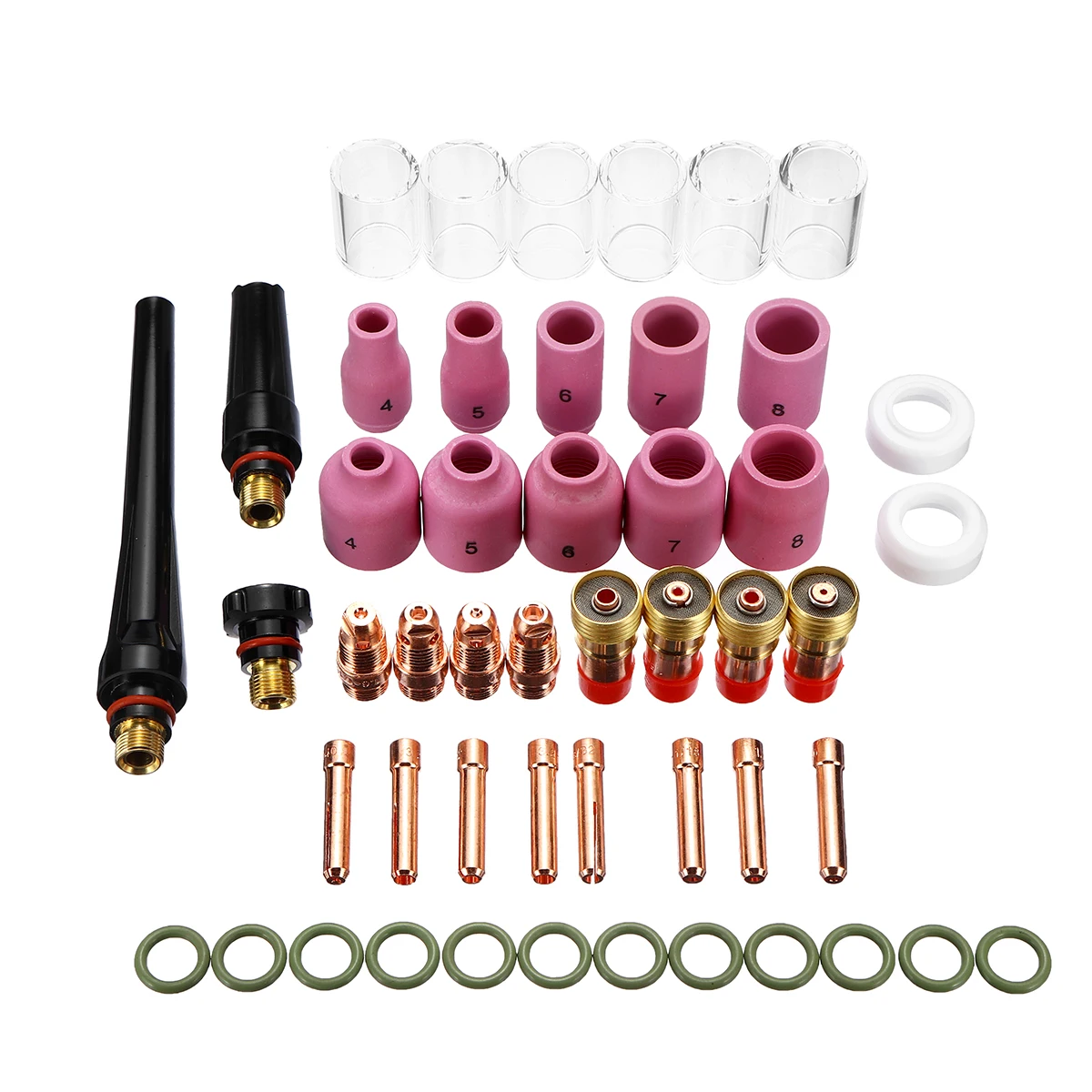 

49PCS For WP-17/18/26 TIG Welding Torch Stubby Gas Lens #10 Pyrex Glass Cup Kit Durable Practical Welding Accessories Set
