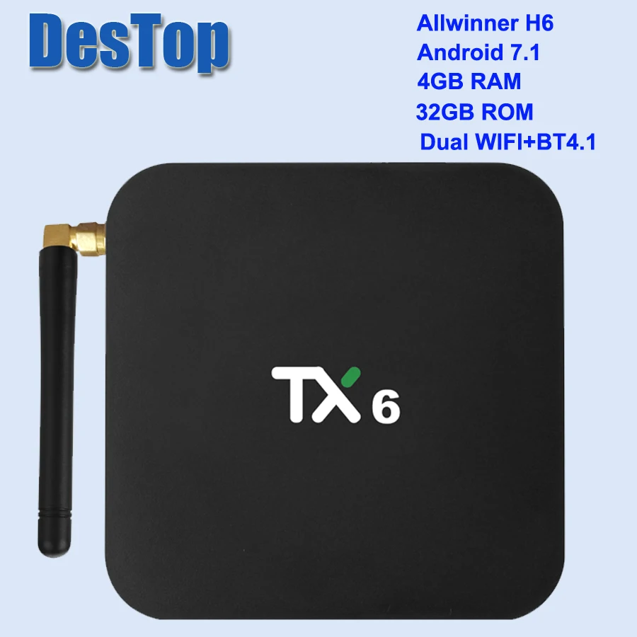TX6 Smart Android 7,1 ТВ приставка 4G 32G Allwinner H6 четырехъядерный 2,4G+ 5G двойной Wifi BT 4,1 телеприставка 4K HD H.265 медиаплеер