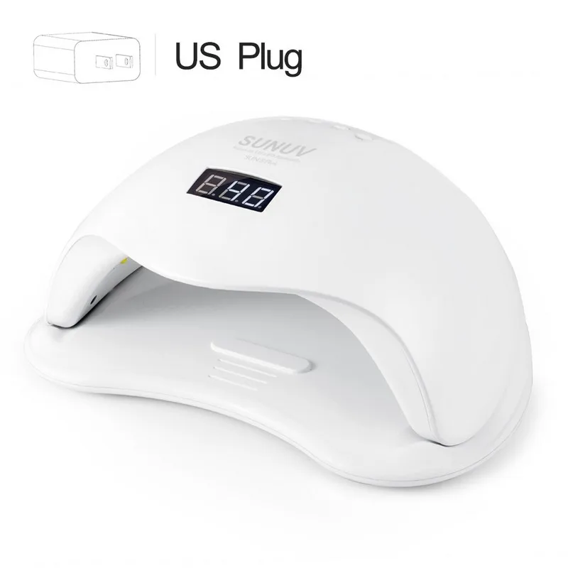 SUNUV SUN5 Plus 48 Вт УФ светодиодная лампа для сушки ногтей для отверждения всех типов геля 99s низкий нагрев 36 светодиодов УФ лампа для двух рук машина для дизайна ногтей - Цвет: SUN5 Plus US Plug