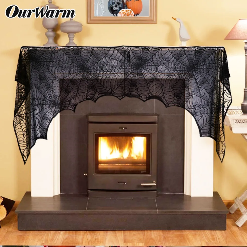 OurWarm 10 шт. товары для Хэллоуина паутина камин шарф черный дизайн паутины